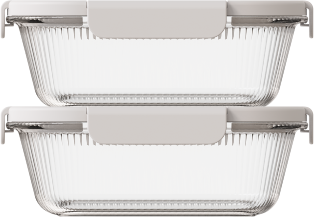 Glass Rectangular 1000ml — set of 2